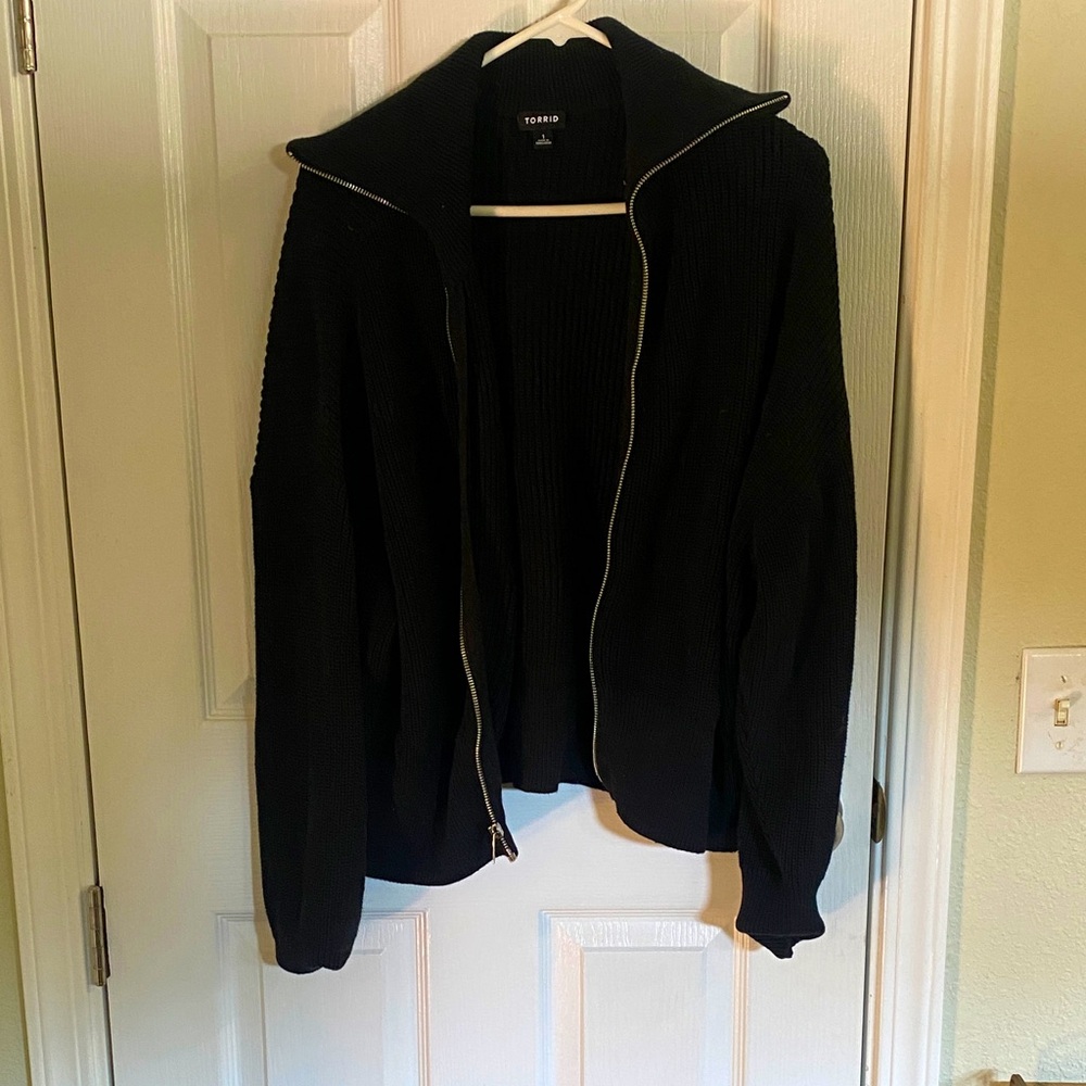 Women’s black zip up sweater